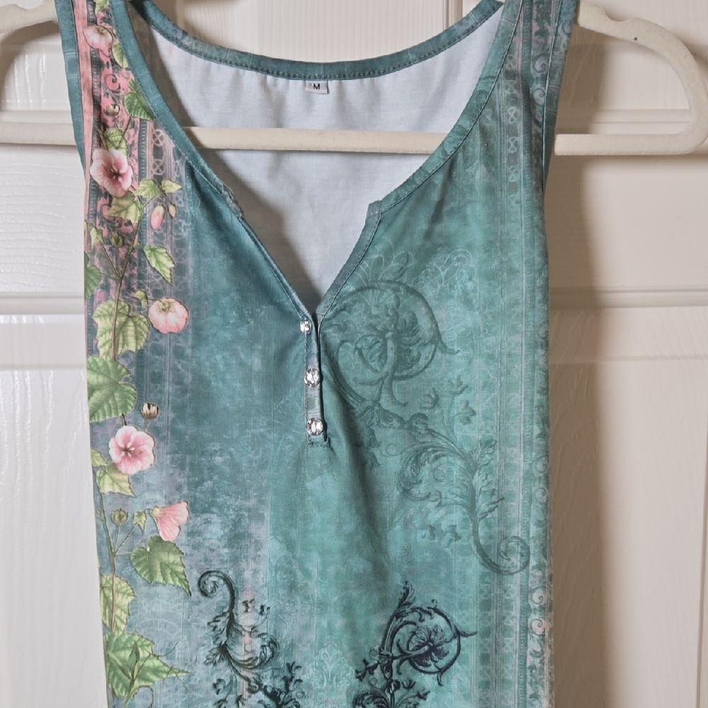 noracora M Floral Whimsy Fairy Romantic Mermaid Tank -Rhinestones Wearable Art - Picture 14 of 14